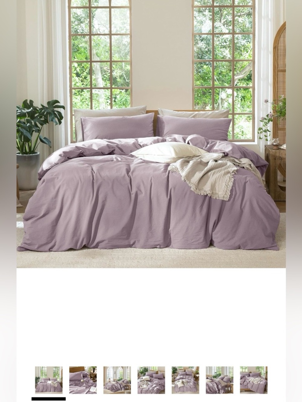 MOOMEE Solid Taro Color - Cotton Duvet Cover - Size Queen - Lightly Used